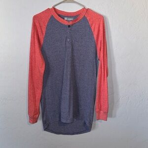 LuLaRoe Mark Red and Blue Henley Shirt